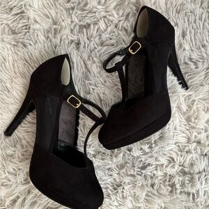 Call It Spring Black and Gold Stiletto Heels